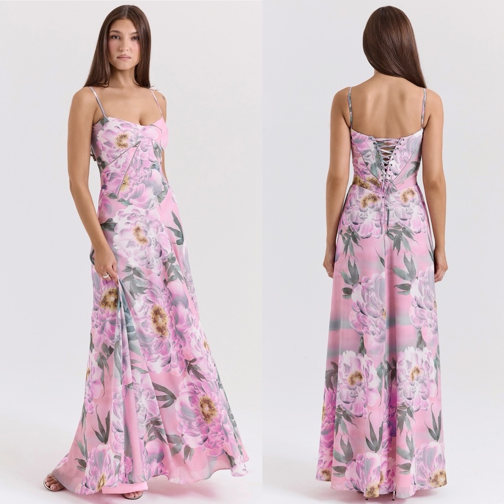 House‎ of CB ‘Seren Pink Floral Floral Lace Back Maxi Dress NWOT Size XL A-C - Picture 13 of 17